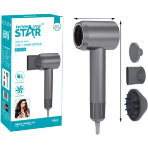 WINNING STAR High-Speed Hair Dryer 3-In-1, Negative Ionic Hair Dryer |1600W | Brushless Motor 110,000 RPM | 2 Speed Levels with 5 Modes | Triple Overheating Protection | Low Nois | Gray - Image 2