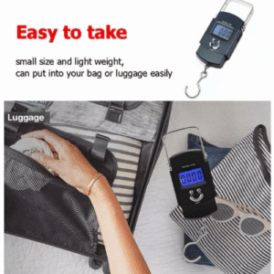 ⁦Portable Travel Digital Luggage Scale | Max Load 50KG | LCD Display | High Precision Sensors | Metal Handle | Model EC-H05 | Black.⁩ - الصورة ⁦2⁩