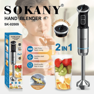 ⁦Sokany Hand Blender Stainless 1100 Watt 2 * 1 + Cup SK-02009⁩ - الصورة ⁦2⁩