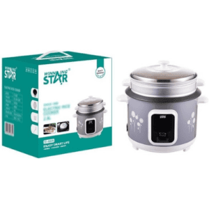 ⁦Winning Star ST-9309 2.8L Straight Rice Cooker | 1000W, Non-Stick Coating | SS Steamer| Aluminum Inner Pot | Circulation Heating | 220-240V | BS Plug | Gray with printing⁩ - الصورة ⁦2⁩