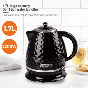 ⁦SOKANY SK-1032 2200W Electric Kettle Hot Water Kettle, 1.7L Hot Water Boiler, Removable Filter, Auto Shut Off, Water Level Display, Cordless Pouring, Black⁩ - الصورة ⁦2⁩