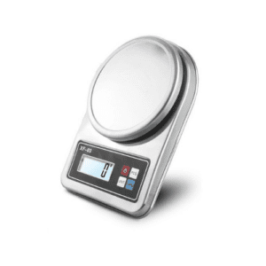 ⁦Digital Kitchen Scale | 10kg Capacity | 1g Precision | Tare Function | Stainless Steel | Model XF-03 | Silver | Blue Backlight Display | AAA Battery Powered⁩ - الصورة ⁦2⁩