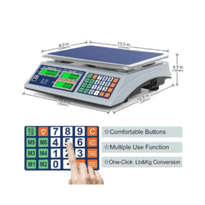 ⁦Digital Commercial Price Scale 66lb/30kg with Dual LCD Display Stainless Steel Platform Rechargeable Battery Electronic Price Computing Scale for Food Meat Fruit Produce⁩ - الصورة ⁦2⁩