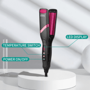 WINNING STAR Curling Iron 35mm with Double Barrel Hair Crimper | 75W with 5 Temperature Settings & Rapid Heat-up Time | PTC Ceramic Coated Plates | Digital Display | Auto Power-Off - Image 2