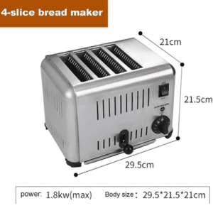 ⁦4 Slice Bread Toaster, Commercial 4 Slice Toaster Machine with 1-5 Min Timer and Removable Crumb Tray, 5 Browning Levels and 1800W Roasting Quickly, 2 Cm Slot, for Bread, West Toast, Muffins⁩ - الصورة ⁦2⁩