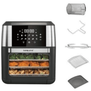 ⁦Sokany Digital Air Fryer Without Oil, 1800Watt, 12.0 Liters, Black/silver - SK-ZG-8029⁩ - الصورة ⁦2⁩
