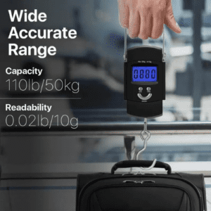 ⁦Portable Travel Digital Luggage Scale | Max Load 50KG | LCD Display | High Precision Sensors | Metal Handle | Model EC-H05 | Black.⁩ - الصورة ⁦3⁩