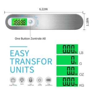 ⁦Portable Travel Digital Luggage Scale | Max Load 50KG | LCD Display | High Precision Sensors | Tare Function | 4 Measurements units | Model S1 | Silver.⁩ - الصورة ⁦3⁩
