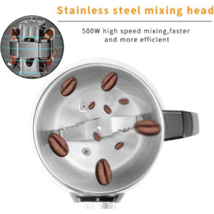 ⁦SOKANY 500W Adjustable Coffee Grinder Electric, Spice Grinder, Blade Coffee Grinder with 1 Removable Stainless Steel Bowl, 300g Coffee Bean Capacity, Stainless Steel⁩ - الصورة ⁦3⁩
