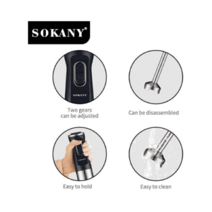 ⁦Sokany SK-DD-1810 Stainless Steel Hand Blender - 1200 Watt - With Ice Crushing Blades - Copper Motor⁩ - الصورة ⁦3⁩