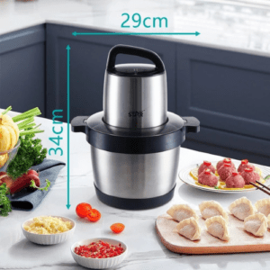 Winning Star ST-5560 1000W Multifunctional Electric Food Processor | 6L Capacity | Meat Grinder | 304 Stainless Steel Bowl | Copper Motor with 4 Leaf Blade | BS Plug | Black/Silver. - Image 3