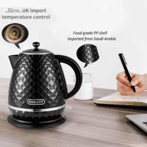 ⁦SOKANY SK-1032 2200W Electric Kettle Hot Water Kettle, 1.7L Hot Water Boiler, Removable Filter, Auto Shut Off, Water Level Display, Cordless Pouring, Black⁩ - الصورة ⁦3⁩