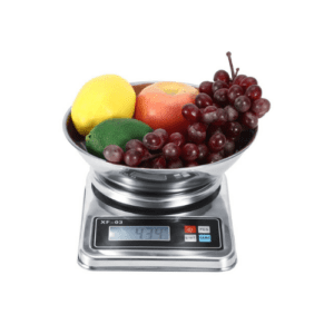 ⁦Digital Kitchen Scale | 10kg Capacity | 1g Precision | Tare Function | Stainless Steel | Model XF-03 | Silver | Blue Backlight Display | AAA Battery Powered⁩ - الصورة ⁦3⁩