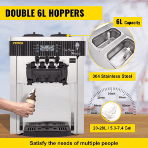 ⁦6L*2 Tabletop Ice Cream Machine, Commercial Ice Cream Maker 2+1 Flavors, Ice Cream Machine 2.2KW For Restaurants/Cafeterias/Fast Food⁩ - الصورة ⁦2⁩