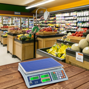 ⁦Digital Commercial Price Scale 66lb/30kg with Dual LCD Display Stainless Steel Platform Rechargeable Battery Electronic Price Computing Scale for Food Meat Fruit Produce⁩ - الصورة ⁦3⁩