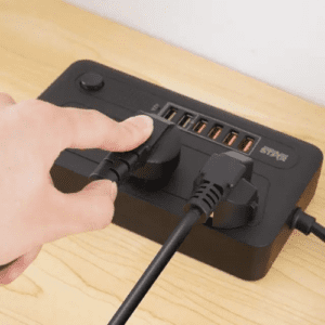 Winning Star ST-4010 Power Strip | 3 Sockets with Safety Door | Overload Protection | 6 USB Ports (5V/2.4A) | 2m Pure Copper Wire | PP Flame Retardant Shell | AC220-250V | 10A/2500W | Black. - Image 3
