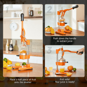 ⁦Commercial Grade Citrus Juicer Professional Hand Press Manual Fruit Juicer Orange Juice Squeezer for Lemon Lime Pomegranate (Multicolor Cast Iron/Stainless Steel)⁩ - الصورة ⁦3⁩