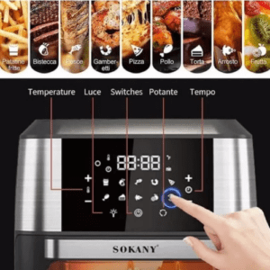⁦Sokany Digital Air Fryer Without Oil, 1800Watt, 12.0 Liters, Black/silver - SK-ZG-8029⁩ - الصورة ⁦3⁩