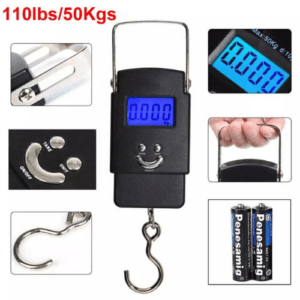 ⁦Portable Travel Digital Luggage Scale | Max Load 50KG | LCD Display | High Precision Sensors | Metal Handle | Model EC-H05 | Black.⁩ - الصورة ⁦4⁩