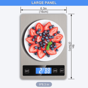 ⁦Digital Kitchen Scales -10kg, Stylized and Slim Food Scale, Water Resistant Tempered Glass Stainless Steel Panel, LCD Display, Tare Function (Silver-10kg)⁩ - الصورة ⁦4⁩