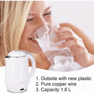 ⁦Winning Star 1.8L Electric Kettle | 1800W | Stainless Steel 304 | Detachable Washable Filter | Overheat Protection | Automatic Shut-off | Anti-Dry Burning Protection | EU Quality | White⁩ - الصورة ⁦4⁩