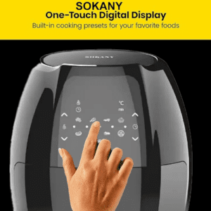 ⁦Sokany healthy air fryer lcd screen overheating protection 1800w - 220v supply voltage and 50hz,Black,8.0l,Sk-8014⁩ - الصورة ⁦4⁩