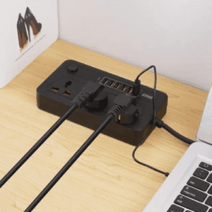 Winning Star ST-4010 Power Strip | 3 Sockets with Safety Door | Overload Protection | 6 USB Ports (5V/2.4A) | 2m Pure Copper Wire | PP Flame Retardant Shell | AC220-250V | 10A/2500W | Black. - Image 4