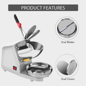⁦Electric Dual Blades Ice Crusher Shaver Snow Cone Maker Machine Silver 64kg/hr for Home and Commerical Use⁩ - الصورة ⁦4⁩