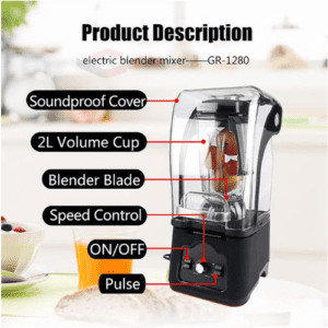 ⁦High speed Sound Proof blender mixer Commercial premium blender Juice ice crush Blender Acrylic jar less noise Stopper Cover 2.5 Liters 1500W⁩ - الصورة ⁦5⁩