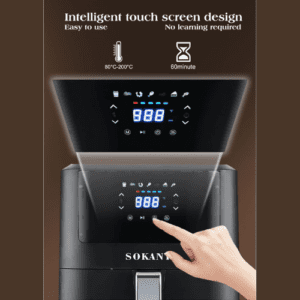 ⁦Sokany Electric Air Fryer, 8L Capacity, 2000W, Touch Screen, Non-Stick Coating, Hot Air Circulation, Knob Control Temperature 80-200 Degree Celsius For Frying, Grilling, Broiling, Roasting⁩ - الصورة ⁦4⁩
