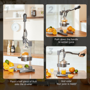 ⁦Commercial Grade Citrus Juicer Professional Hand Press Manual Fruit Juicer Orange Juice Squeezer for Lemon Lime Pomegranate (multicolor, Cast Iron/Stainless Steel)⁩ - الصورة ⁦4⁩