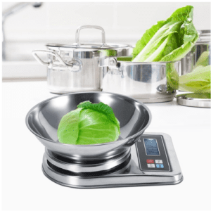 ⁦Digital Kitchen Scale | 10kg Capacity | 1g Precision | Tare Function | Stainless Steel | Model XF-03 | Silver | Blue Backlight Display | AAA Battery Powered⁩ - الصورة ⁦5⁩