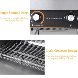 ⁦Commercial Conveyor Toaster 150 Slices/hour, Hotel Restaurant Cafe Rotary Toasting Machine, Electric Stainless Steel Restaurant Oven for Making Muffins/toast/pastries/waffles/bagel/burgers 150-Small⁩ - الصورة ⁦5⁩