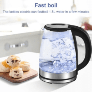 ⁦Winning Star 1500W Electric Kettle, 1.8L High Borosilicate Glass Auto Power Off, Overheat protection, Double Crystalian Control, Anti-Dry Burning Protection, Copper Cord⁩ - الصورة ⁦5⁩