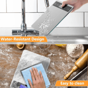 ⁦Digital Kitchen Scales -10kg, Stylized and Slim Food Scale, Water Resistant Tempered Glass Stainless Steel Panel, LCD Display, Tare Function (Silver-10kg)⁩ - الصورة ⁦6⁩