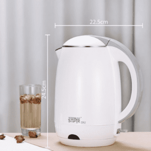 ⁦Winning Star 1.8L Electric Kettle | 1800W | Stainless Steel 304 | Detachable Washable Filter | Overheat Protection | Automatic Shut-off | Anti-Dry Burning Protection | EU Quality | White⁩ - الصورة ⁦6⁩