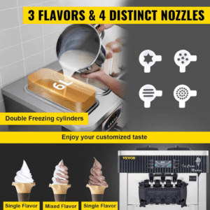 ⁦6L*2 Tabletop Ice Cream Machine, Commercial Ice Cream Maker 2+1 Flavors, Ice Cream Machine 2.2KW For Restaurants/Cafeterias/Fast Food⁩ - الصورة ⁦5⁩