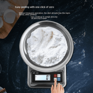 ⁦Digital Kitchen Scale | 10kg Capacity | 1g Precision | Tare Function | Stainless Steel | Model XF-03 | Silver | Blue Backlight Display | AAA Battery Powered⁩ - الصورة ⁦6⁩