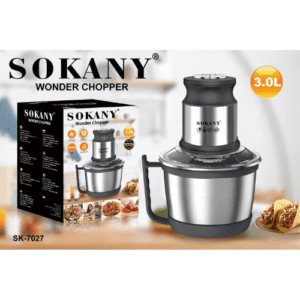 ⁦SOKANY 800W Meat Grinder Electric, electric meat grinder 3L Stainless Steel Meat Blender Food Chopper for Meat, Vegetables, Fruits and Nuts with 4 Sharp Blades. (SK-7027, 800W, 3L)⁩ - الصورة ⁦6⁩