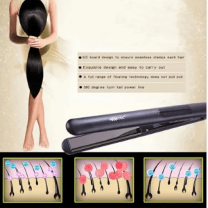 ⁦HARTEC TURKEY HS-958A1, PROFESSIONAL HAIR STRAIGHTNER, SLIM TITANIUM SHINE WITH DIGITAL TEMPRATURE CONTROL, SLEEK PLATES FOR EXTRA FINISH AND SHINE Hair Straightener (Black)⁩ - الصورة ⁦6⁩
