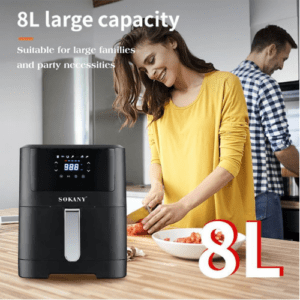 ⁦Sokany Electric Air Fryer, 8L Capacity, 2000W, Touch Screen, Non-Stick Coating, Hot Air Circulation, Knob Control Temperature 80-200 Degree Celsius For Frying, Grilling, Broiling, Roasting⁩ - الصورة ⁦6⁩