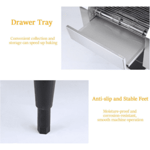 ⁦Commercial Conveyor Toaster 150 Slices/hour, Hotel Restaurant Cafe Rotary Toasting Machine, Electric Stainless Steel Restaurant Oven for Making Muffins/toast/pastries/waffles/bagel/burgers 150-Small⁩ - الصورة ⁦6⁩