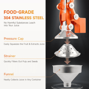 ⁦Commercial Grade Citrus Juicer Professional Hand Press Manual Fruit Juicer Orange Juice Squeezer for Lemon Lime Pomegranate (Multicolor Cast Iron/Stainless Steel)⁩ - الصورة ⁦6⁩