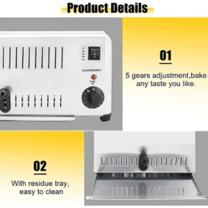 ⁦4 Slice Bread Toaster, Commercial 4 Slice Toaster Machine with 1-5 Min Timer and Removable Crumb Tray, 5 Browning Levels and 1800W Roasting Quickly, 2 Cm Slot, for Bread, West Toast, Muffins⁩ - الصورة ⁦6⁩