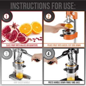 ⁦Cast Iron  Juicer | Extra-Large Commercial Grade Manual Hand Press | Heavy Duty Countertop Squeezer for Fresh Orange Juice (Bonus Stainless Steel Cup) (Gray)⁩ - الصورة ⁦6⁩
