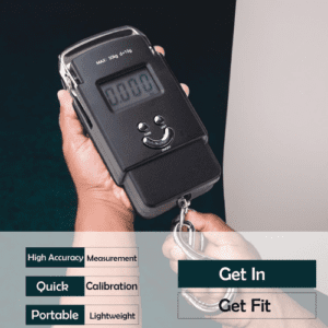 ⁦Portable Travel Digital Luggage Scale | Max Load 50KG | LCD Display | High Precision Sensors | Metal Handle | Model EC-H05 | Black.⁩ - الصورة ⁦6⁩