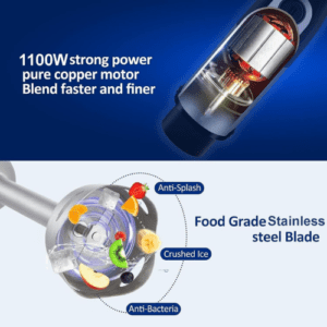 ⁦Sokany Hand Blender Stainless 1100 Watt 2 * 1 + Cup SK-02009⁩ - الصورة ⁦6⁩