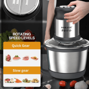 ⁦SOKANY 800W Meat Grinder Electric, electric meat grinder 3L Stainless Steel Meat Blender Food Chopper for Meat, Vegetables, Fruits and Nuts with 4 Sharp Blades. (SK-7027, 800W, 3L)⁩ - الصورة ⁦7⁩