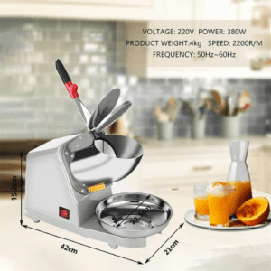 ⁦Electric Dual Blades Ice Crusher Shaver Snow Cone Maker Machine Silver 64kg/hr for Home and Commerical Use⁩ - الصورة ⁦7⁩
