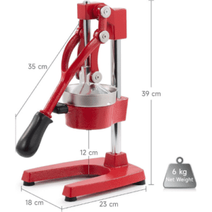 ⁦Commercial Grade Citrus Juicer Professional Hand Press Manual Fruit Juicer Orange Juice Squeezer for Lemon Lime Pomegranate (Red Cast Iron/Stainless Steel)⁩ - الصورة ⁦7⁩